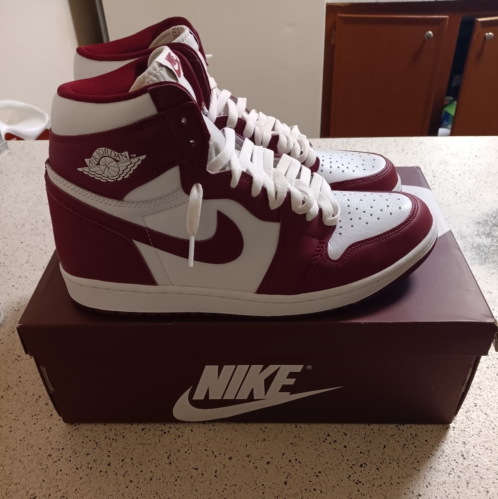 Men's Jordan Red and White Shoes
